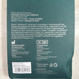 Mous tempered glass screen protector for for Iphonee 16 pro. 2 pack